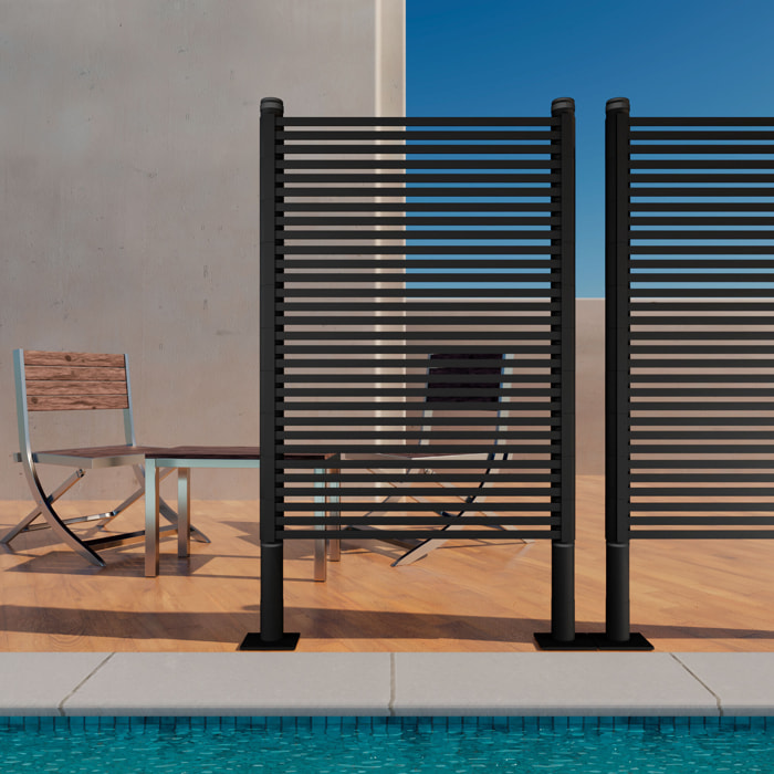 Linea - Pannello Frangivista Separè da Esterno 90,5x193 cm in Metallo e Resina Nero