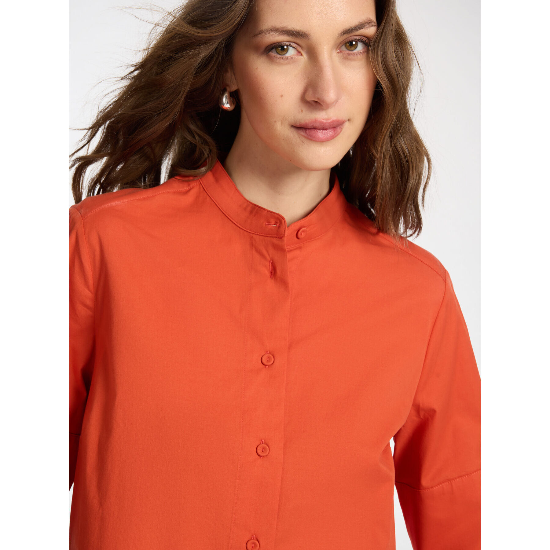 Elena Mirò - Camisa con cuello mao - Naranja sol