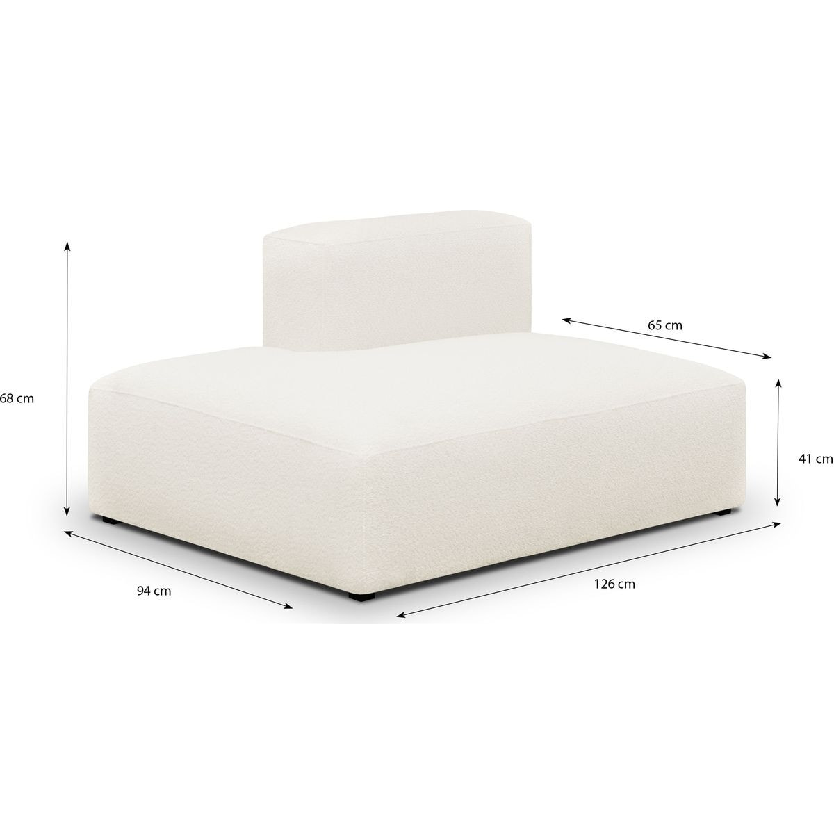 Module d'angle ouvert à gauche 2 places en tissu bouclette - MODULO