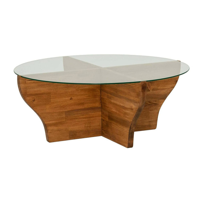 Tavolino da salotto Califfi, Tavolo basso da caffè, Portariviste per divano, Ripiano da soggiorno, 92x92h36 cm, Quercia