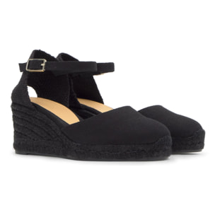 Alpargata carol cuña 7 cm en algodón con pulsera y yute tintado