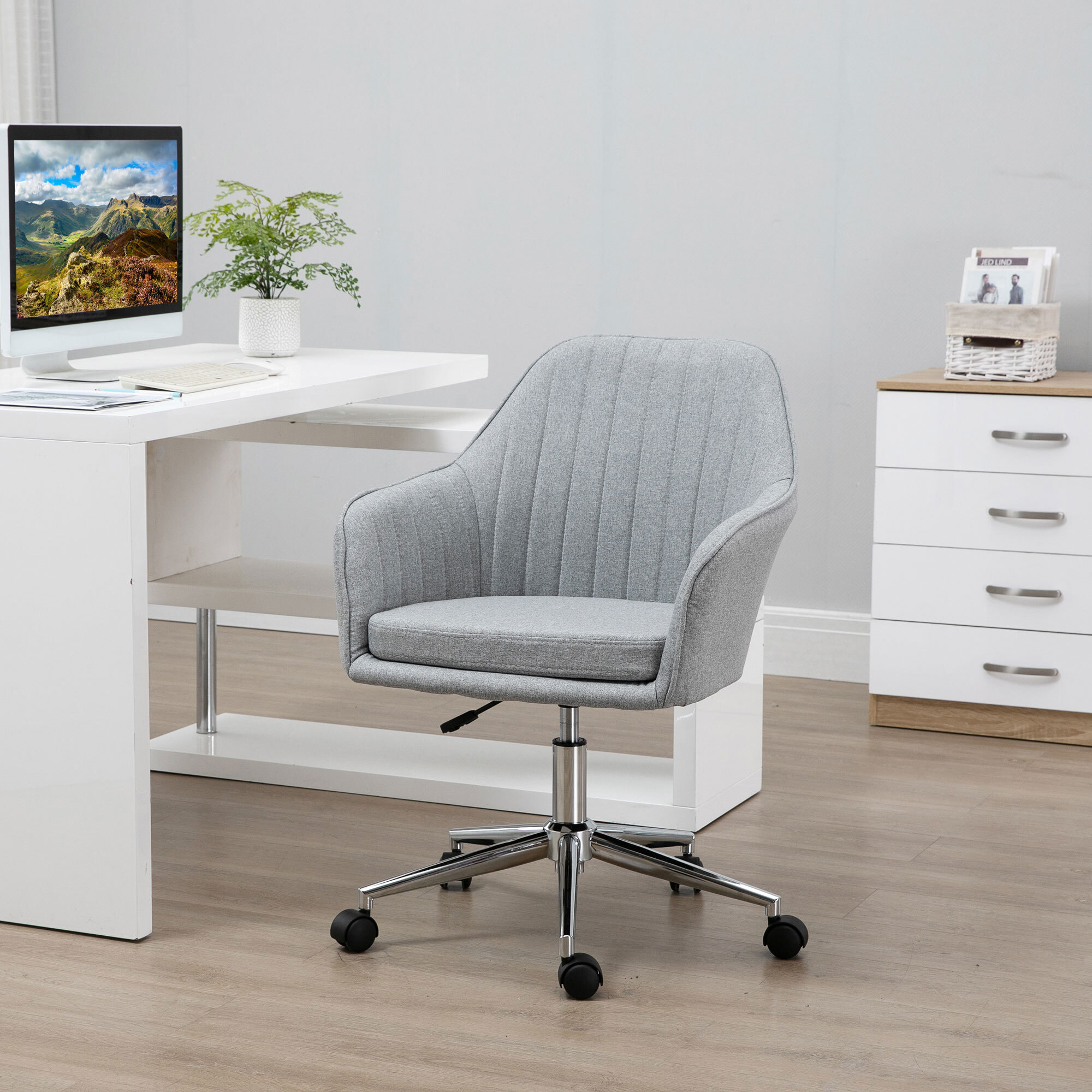 Silla de Oficina Ergonómica Ajustable Giratoria Despacho Ordenador 120kg Gris