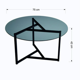 Tavolino da salotto Dmaccopp, Tavolo basso da caffè, Portariviste per divano, Ripiano da soggiorno, 75x75h42 cm, Tortora e Nero