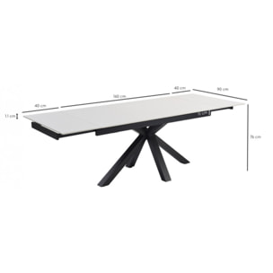 Table extensible en céramique blanc pure L160/240cm - piètement au choix - UNIK