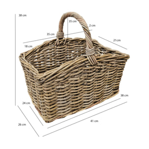Panier rectangulaire avec grande anse H. 38 cm en kubu tressé - SIMON