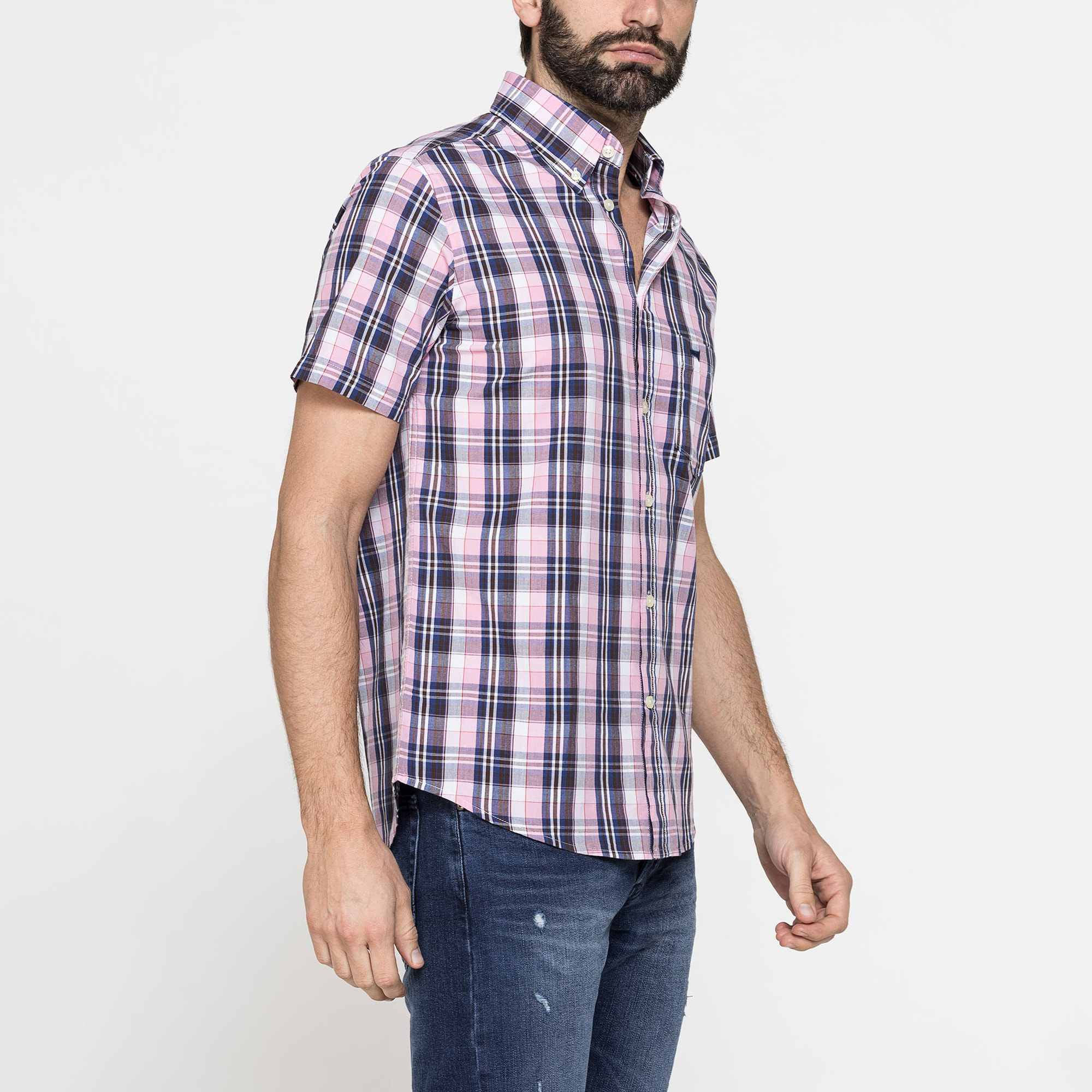 CAMICIA A MANICA CORTA IN COTONE CON FANTASIA