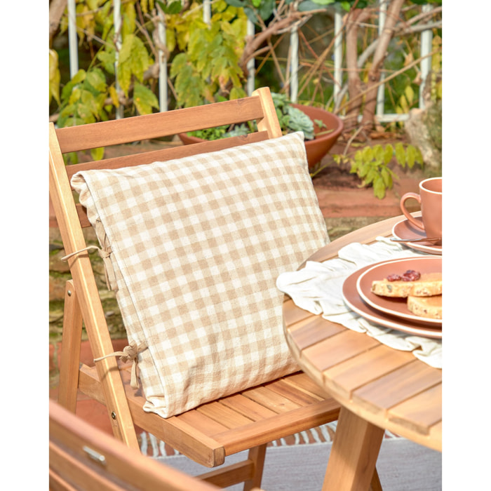 Kave Home - Fodera cuscino Bigahel a quadri beige e bianchi 100% cotone 45 x 45 cm