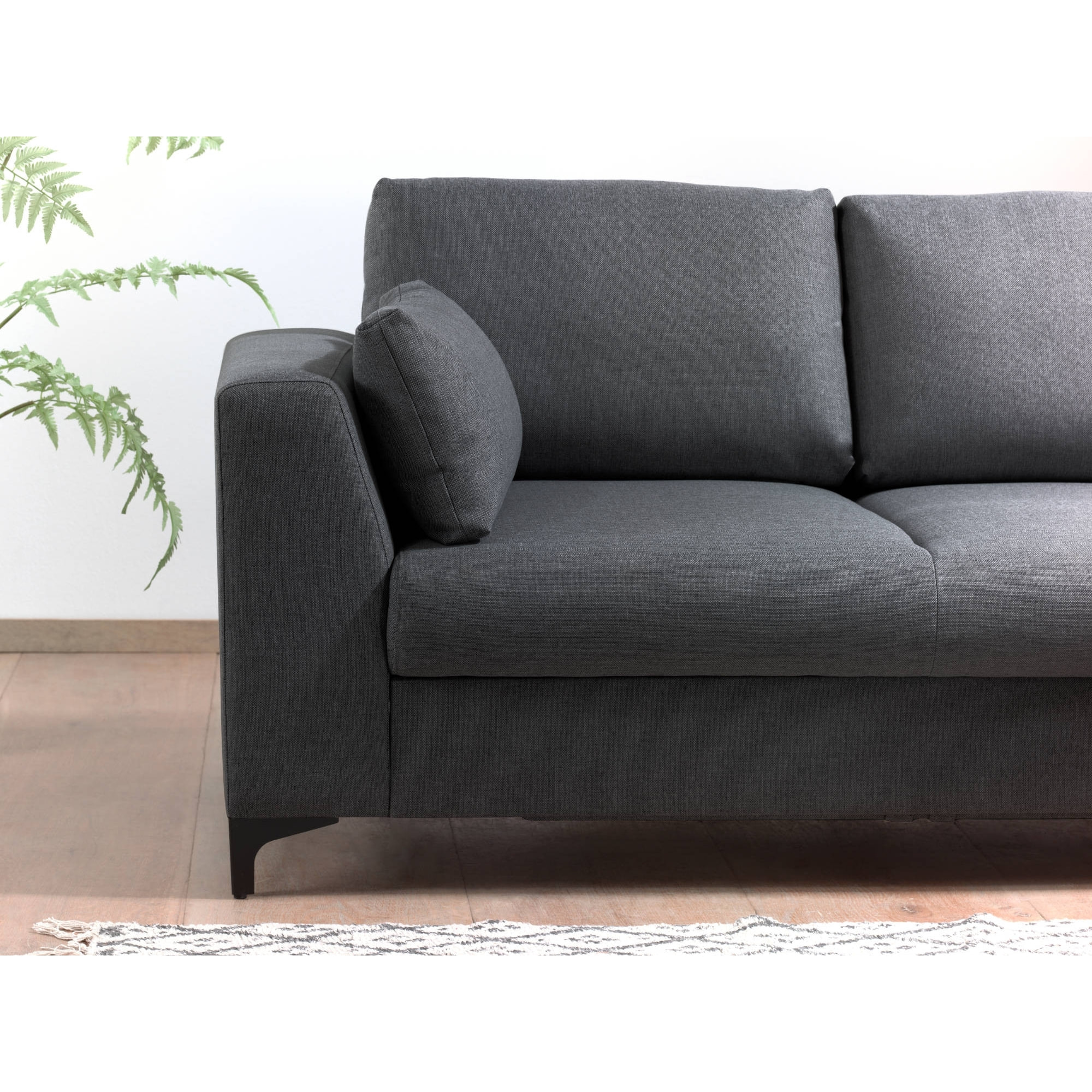 Tala - canapé d'angle droit - convertible - 5 places - en tissu - Gris foncé