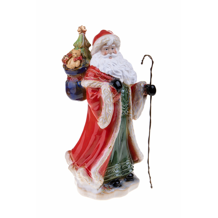 Babbo Natale Con Sacco Di Doni. Altezza 48,5 Cm - Pezzi 1 - 25X48,5X18cm - Colore: Verde - Bianchi Dino - Articoli Natalizi