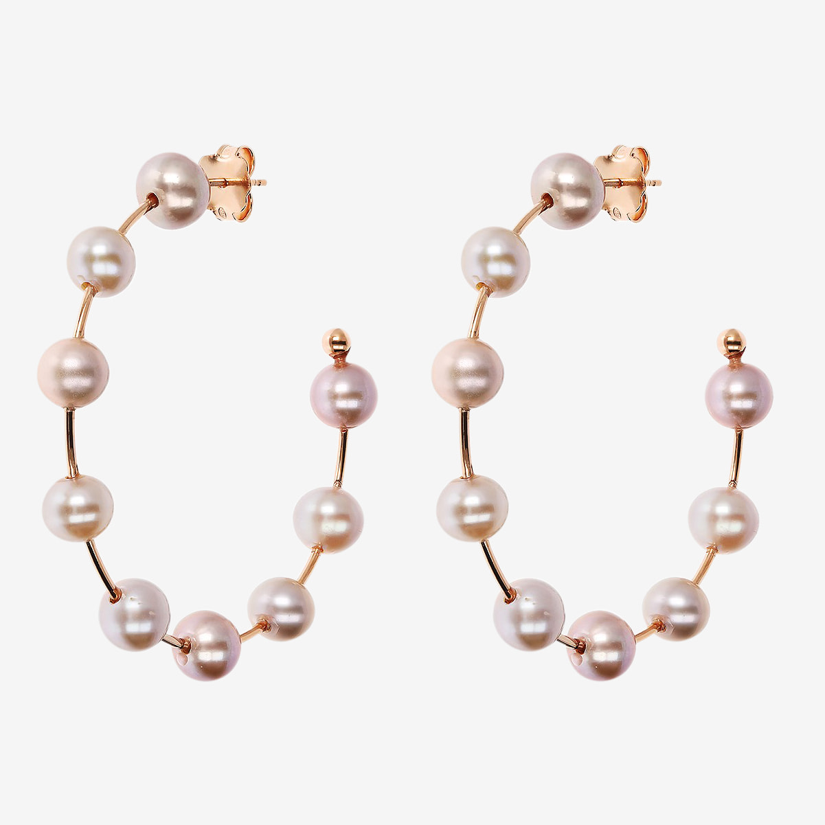 Orecchini a Cerchio con Perle d'Acqua Dolce Multicolor Ø 6/6.5 mm in Argento 925 placcato Oro rosa 18Kt