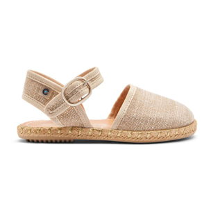 Alpargatas de Niña Suela Yute y Hebilla Beige