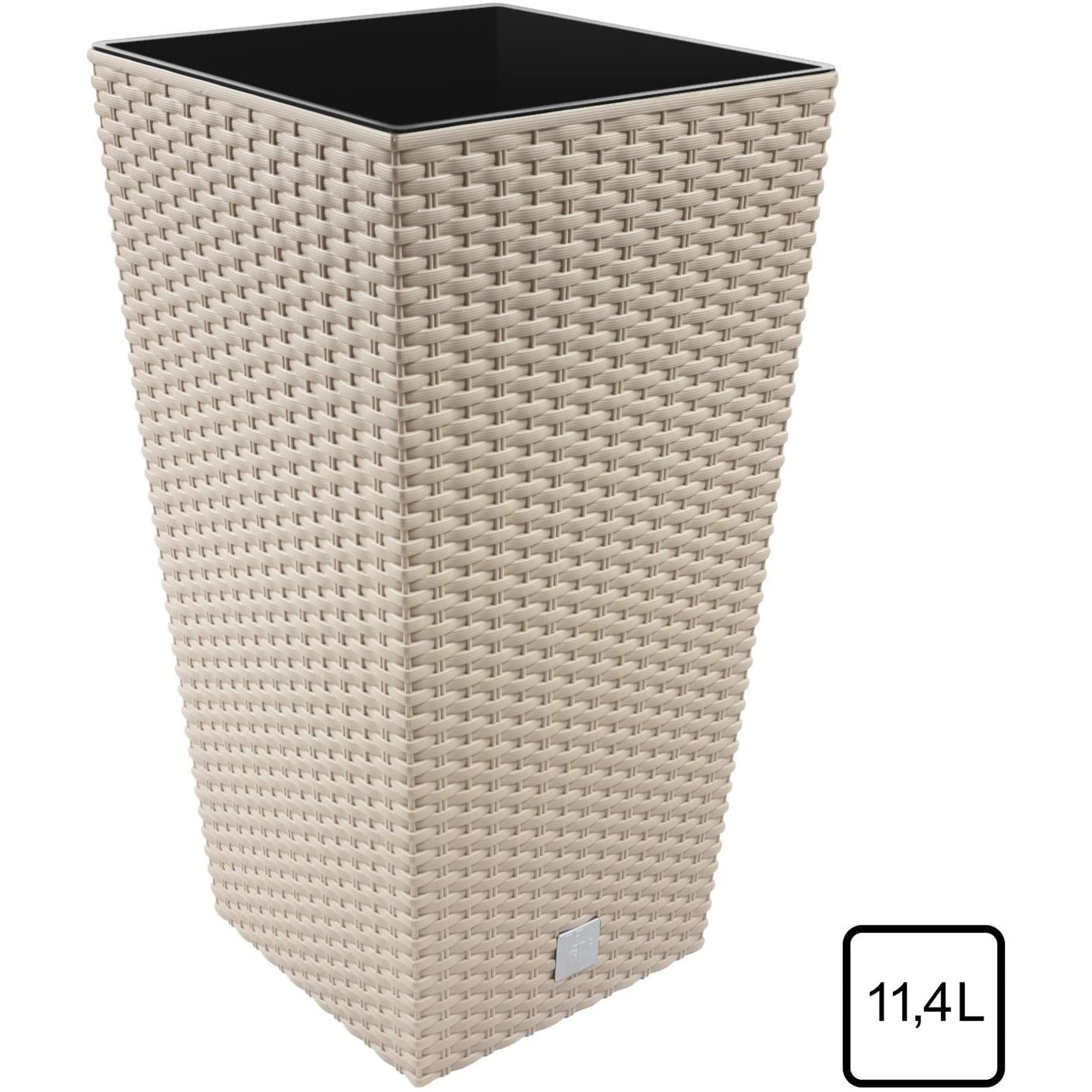 Maceta rato de 11,4 litros con inserto 20 x 20 x 37,6 cm en color mocca