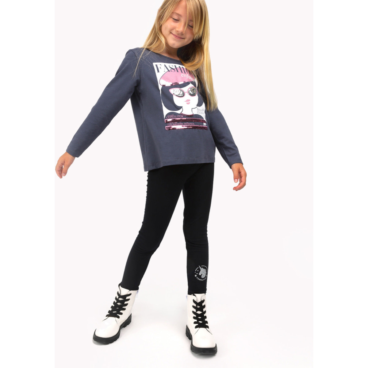 Leggings de Niña de Algodón en Negro