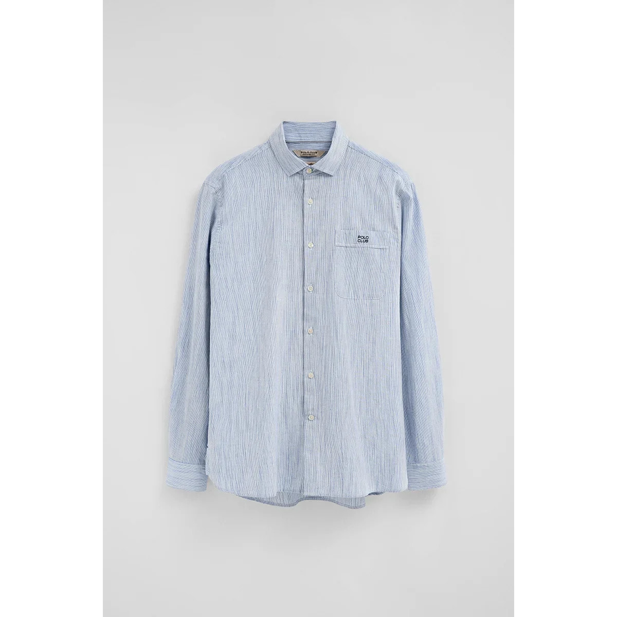Camisa de rayas cotolino azul de corte regular con bordado Polo Club