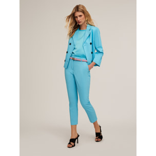 Motivi - Pantalón regular de tejido técnico - Light - blue