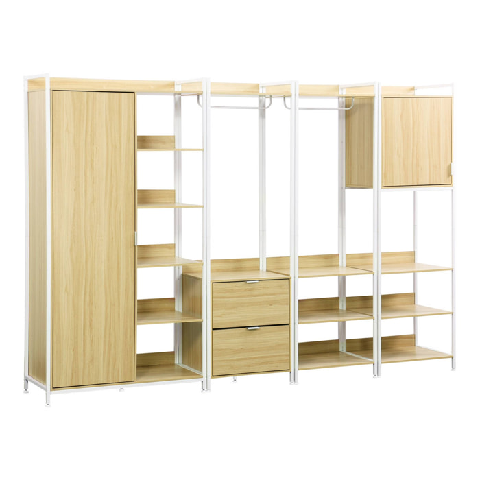 Kit dressing modulable blanc avec 4 éléments. L 280 x P 48 x H 190 cm