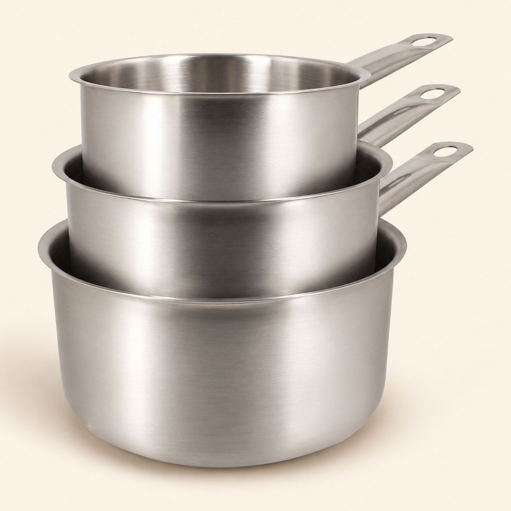 Lot de 3 casseroles en acier inoxydable - tous feux PROFESSIONNEL