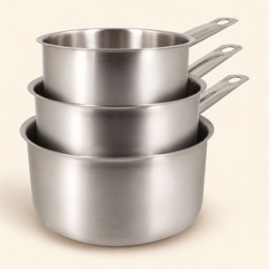 Lot de 3 casseroles en acier inoxydable - tous feux PROFESSIONNEL