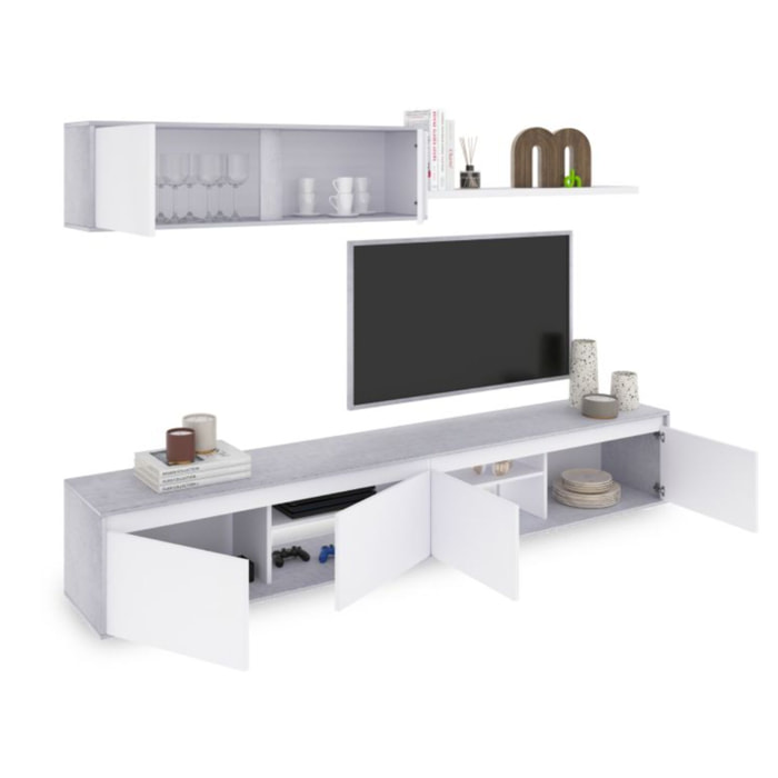 Salón Arlet Blanco Artik (Blanco Mate) - Gris Cemento