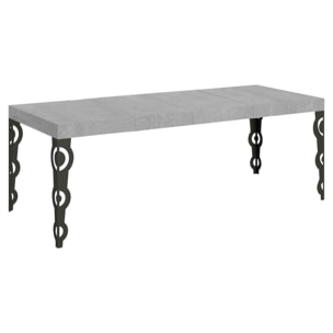 Table extensible 90x160/264 cm Karamay Premium Gris Béton cadre Anthracite