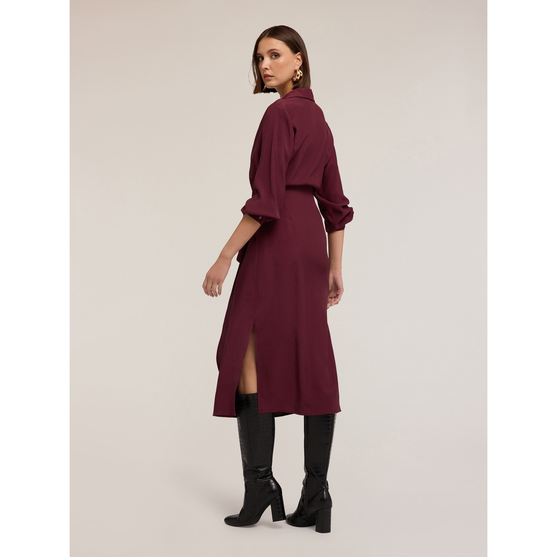 Motivi - Vestido cruzado - Burgundy