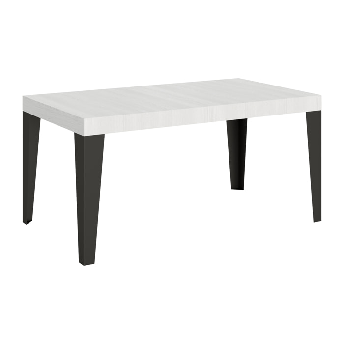 Table extensible 90x160/264 cm Flame Frêne Blanc cadre Anthracite