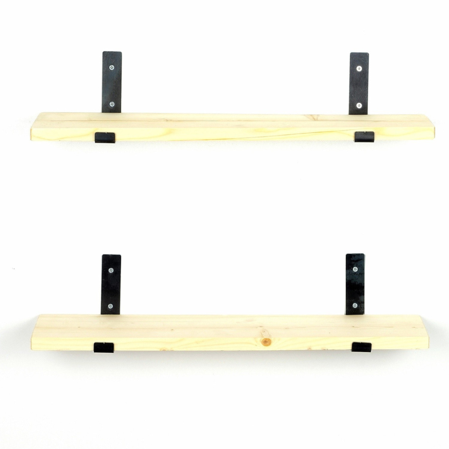 MUSE - Étagère murale en bois d'épicéa et métal - 2 rangements - bois et noir