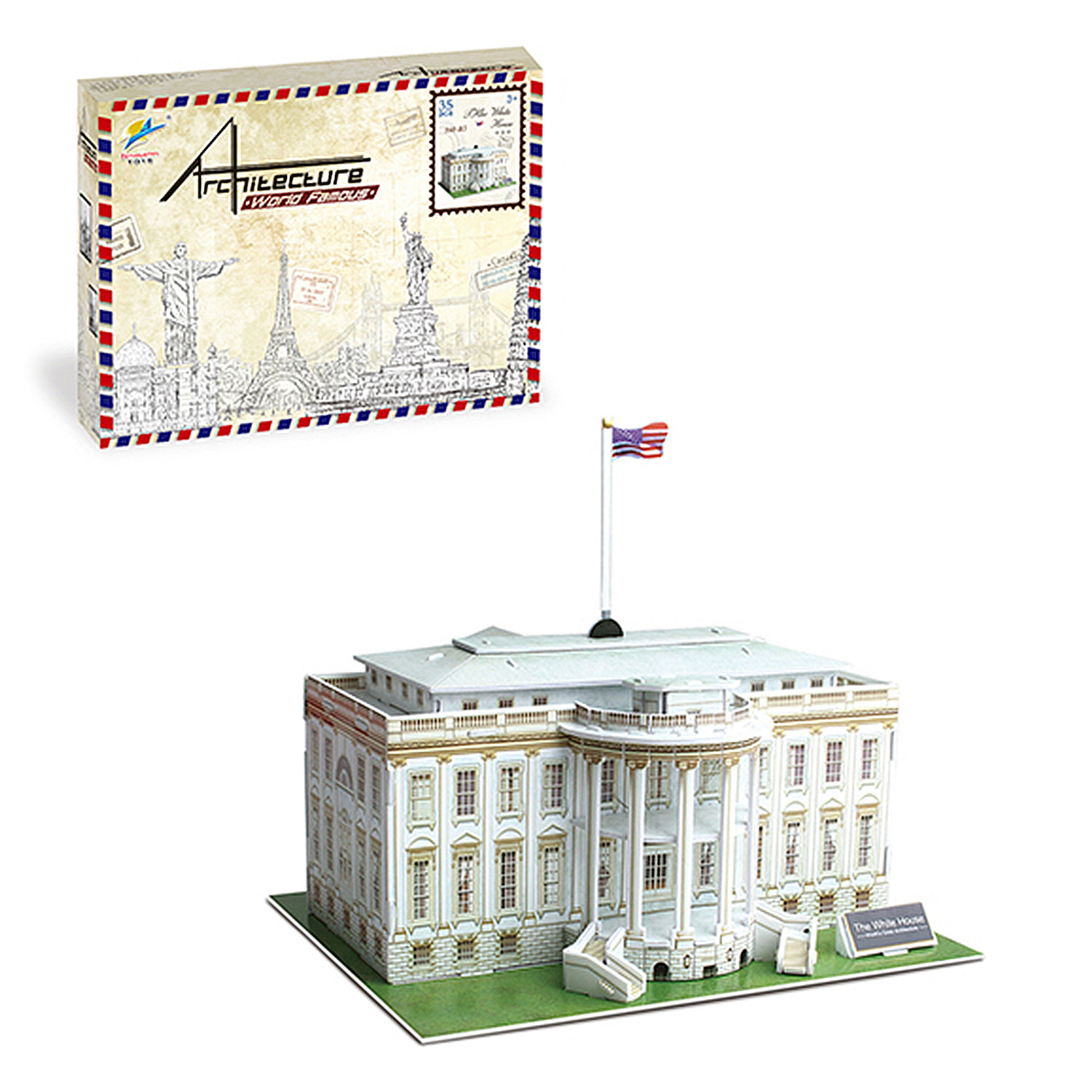 Puzzle 3D della Casa Bianca a Washington D.C. Include 35 pezzi che puoi assemblare senza bisogno di attrezzi o colla. Consigliato per bambini dai 3 anni in su.