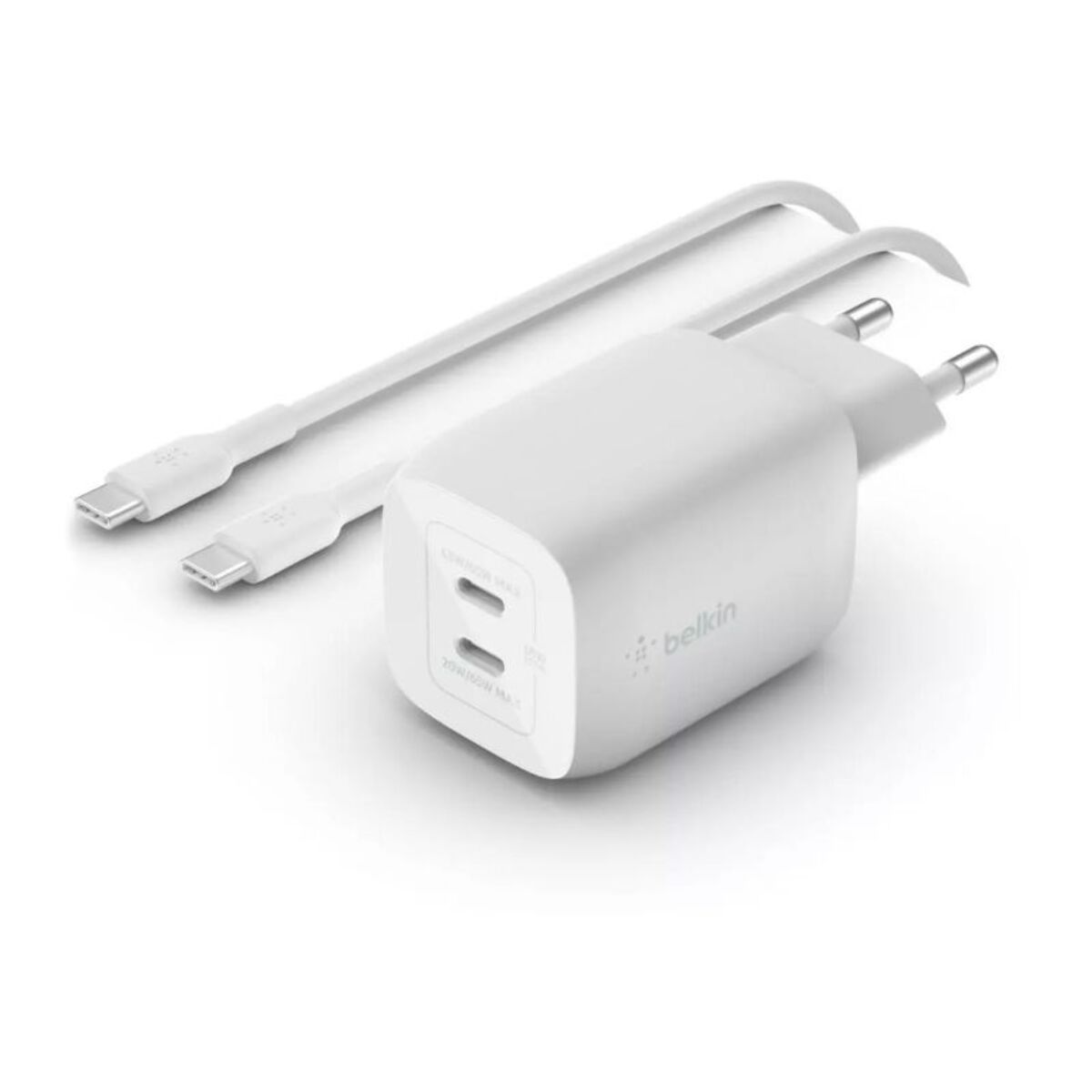 Chargeur secteur BELKIN USB C x2 65W GaN PPS + Cable USB-C 2m