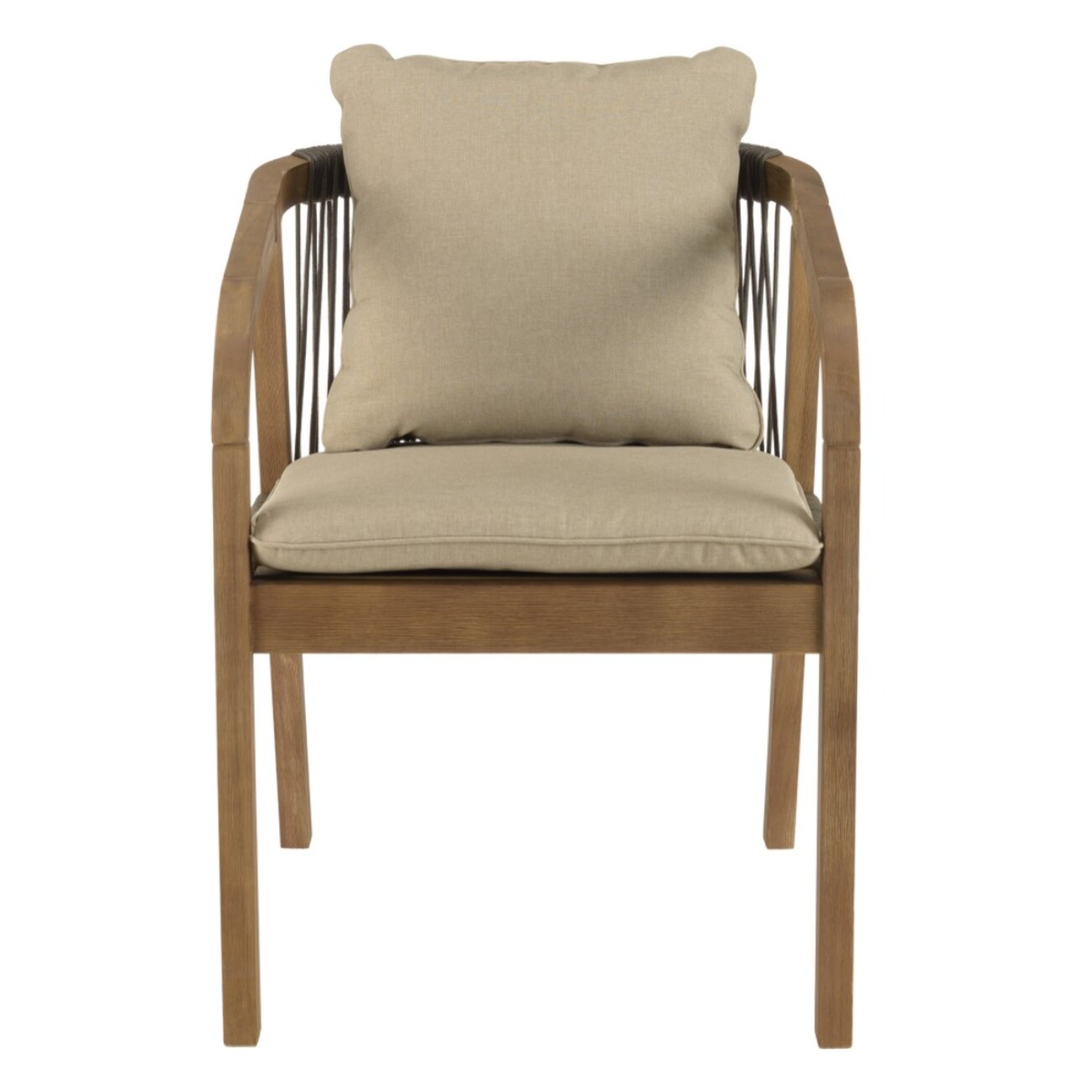 CELESTIN - Lot de 2 fauteuils bois acacia/cordage synth. vert sapin