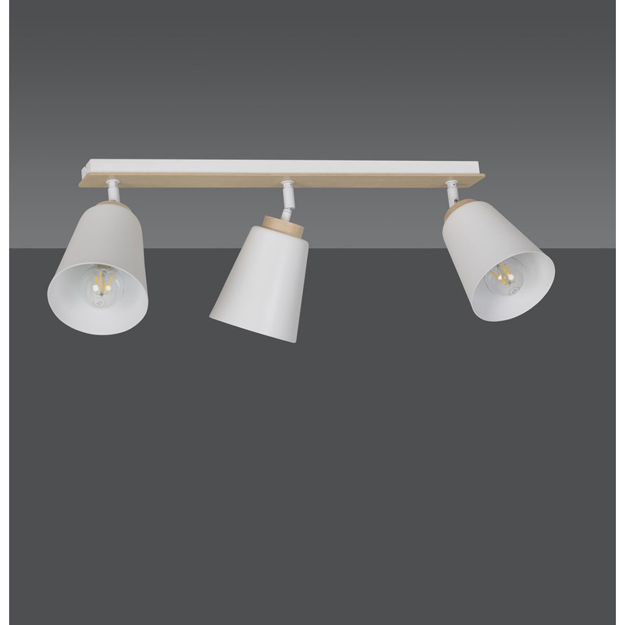 Faretto a soffitto ATLAS in acciaio bianco e legno naturale