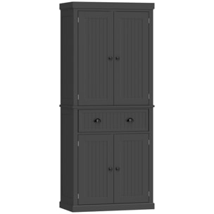 Buffet haut multi-rangement - 4 portes, grand tiroir - dim. 76L x 40l x 183H cm - noir