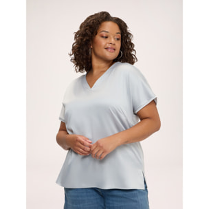 Fiorella Rubino - Camiseta bimatérica en raso de viscosa - Gris