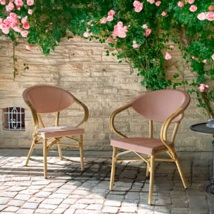 Lot de 2 fauteuils de table extérieur en textilène rouge AMALFI