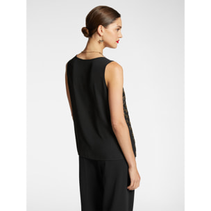 Elena Mirò - Top bordado - Negro