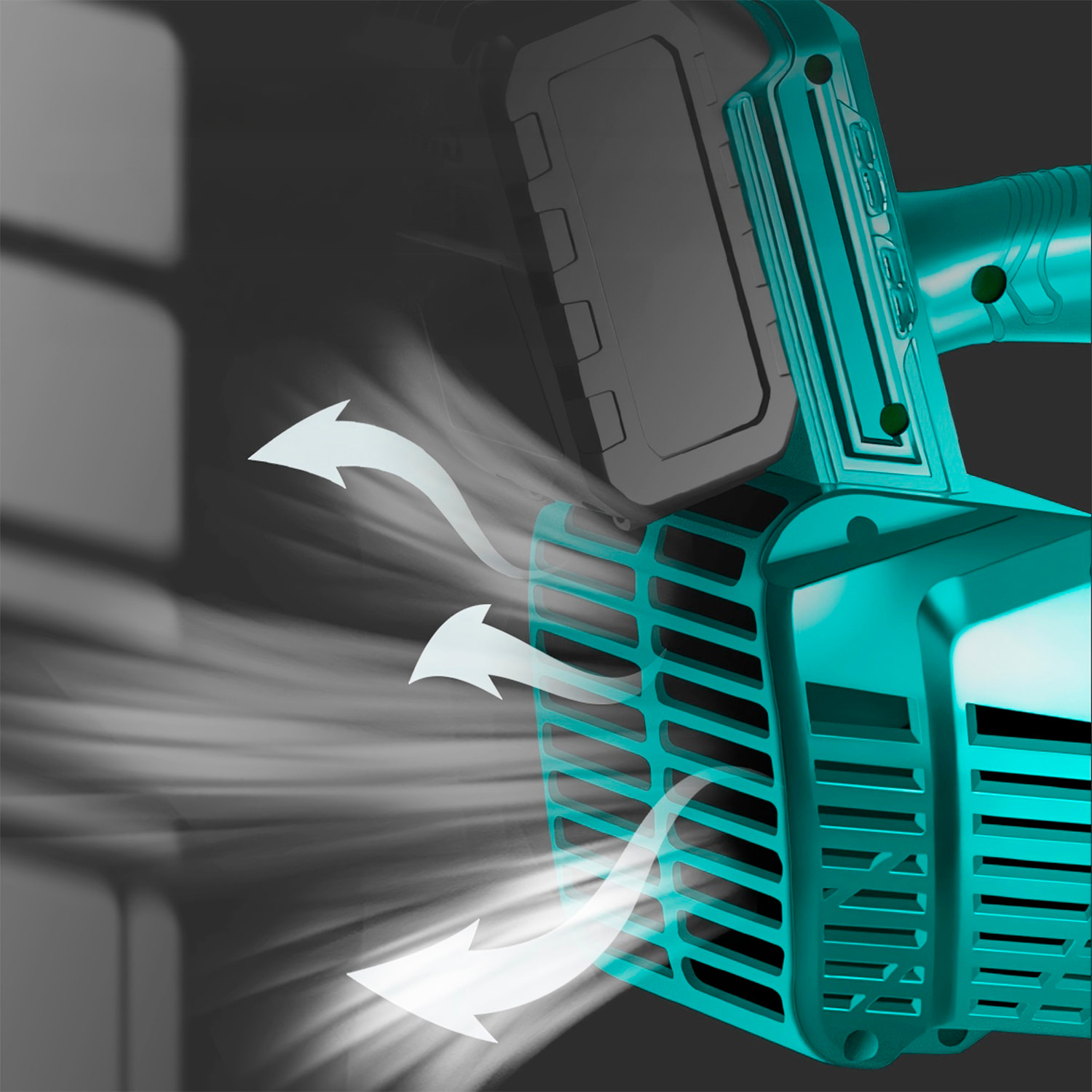 Soplador de aire inalámbrico con 400W de potencia y 83m/s. Con doble batería de 15000mAh.