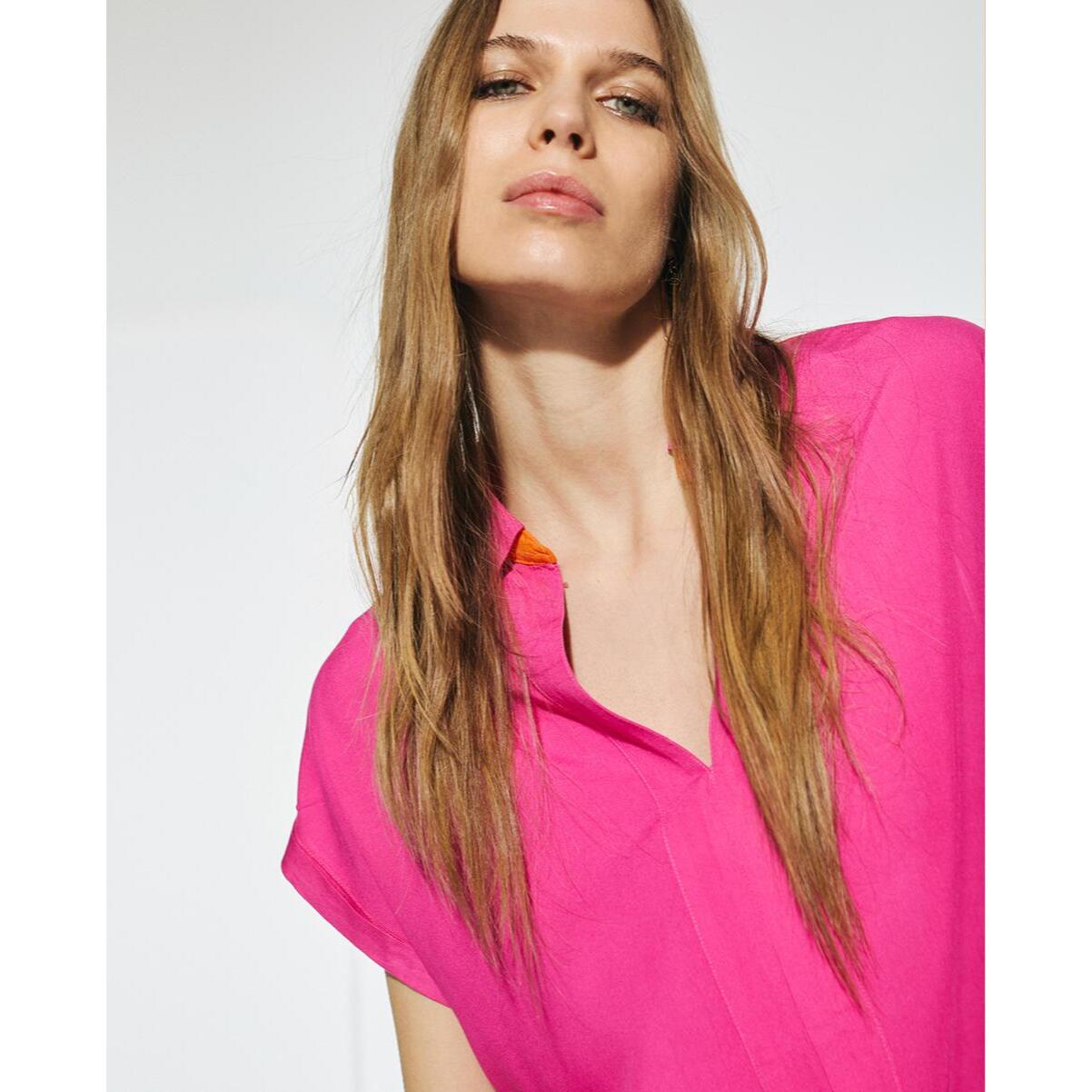 Blusa fluida bicolore