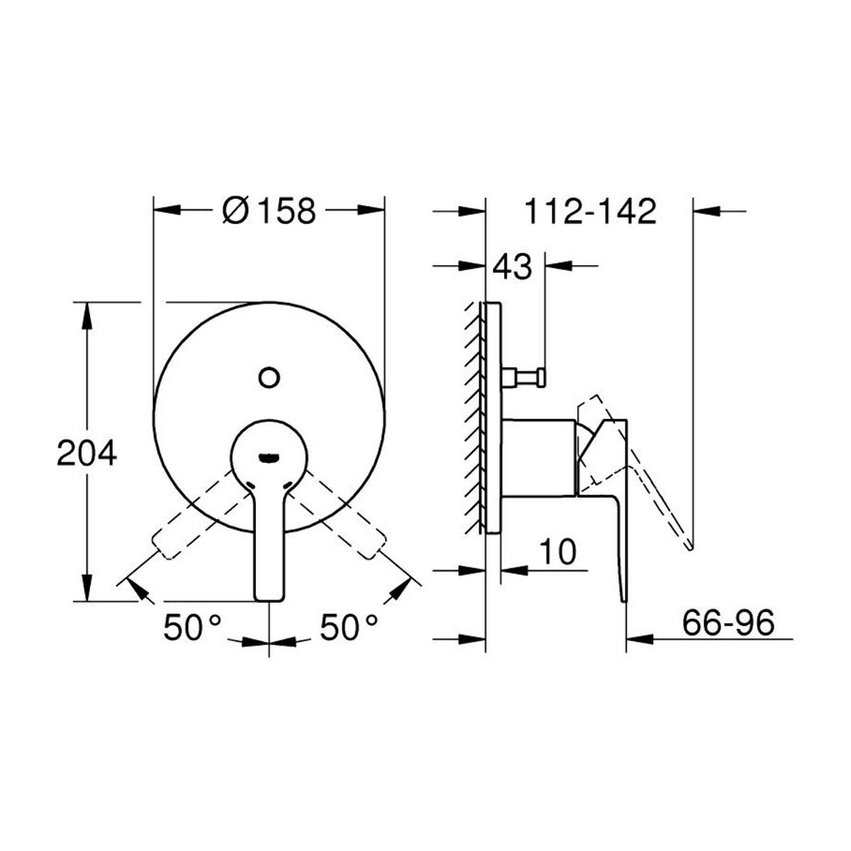 Mitigeur de douche monocommande 2 sorties avec inverseur - Hard Graphite brossé