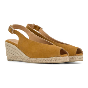 Alpargata destalonada Diana estilo peep-toe en algodón orgánico lavado