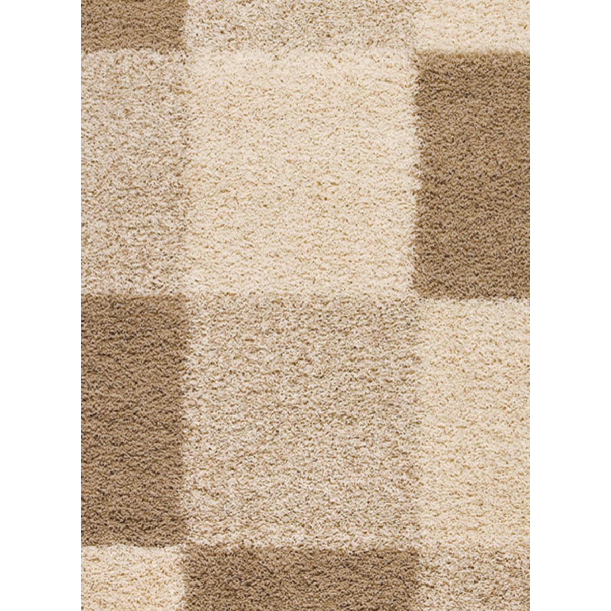 Tapis longs poils shaggy tissé motif damier BIDO