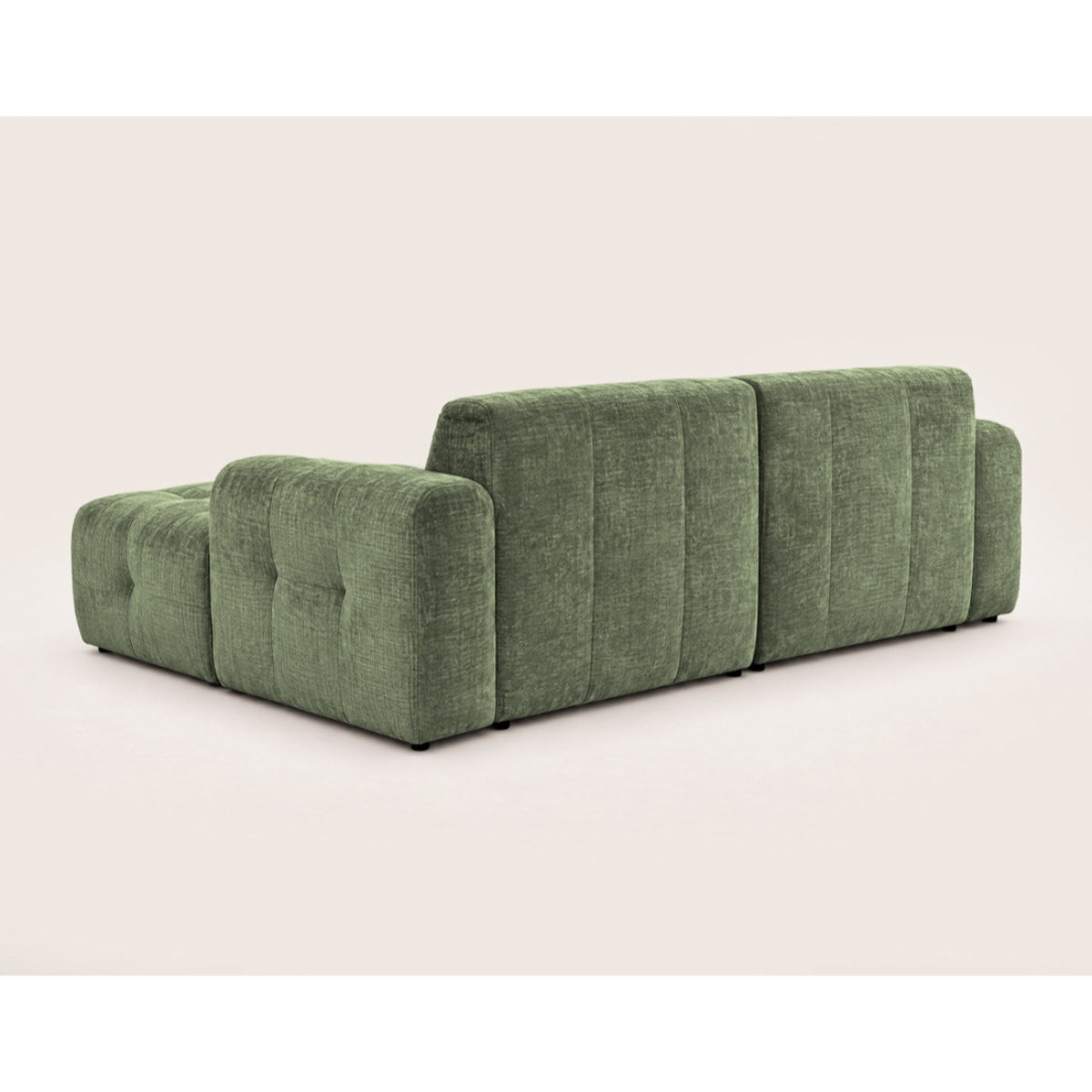 Diane - Canapé d'angle droit 4 places en velours texturé - Vert sauge