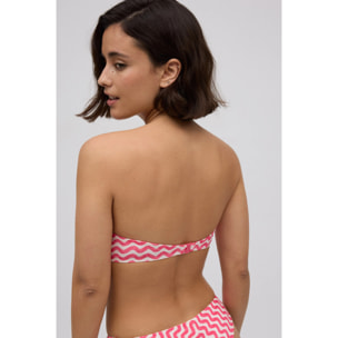 Top bikini a fascia push-up con onde fucsia