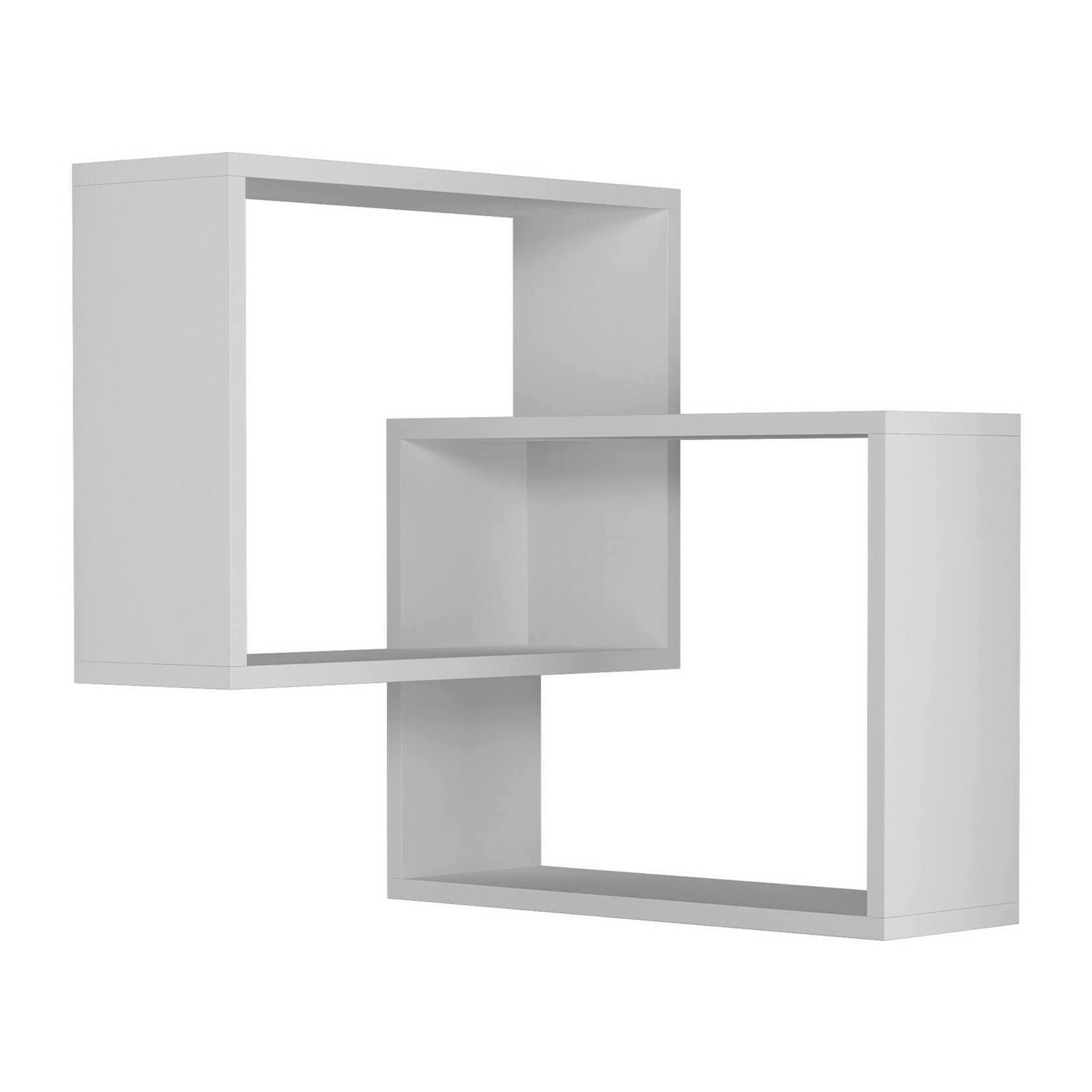 Mensola Dcarrett, Scaffale, Ripiano a muro, Scaffalatura multiuso, 68x60h68 cm, Bianco