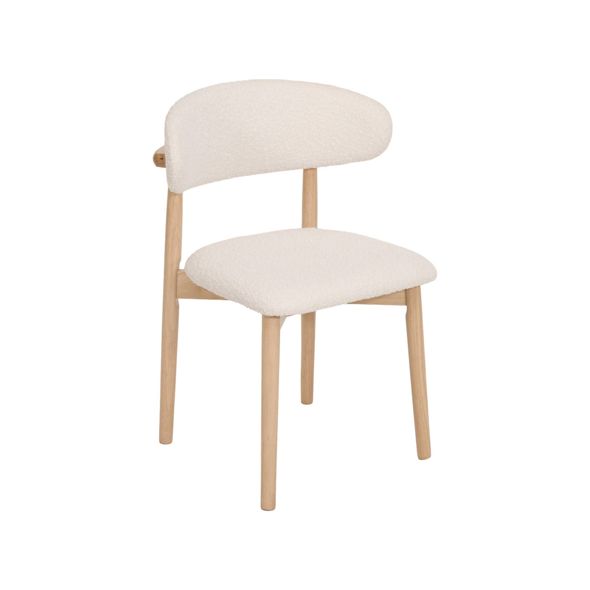 Chaise bois d'hévéa et tissu bouclette (lot de 2)  PAOLA