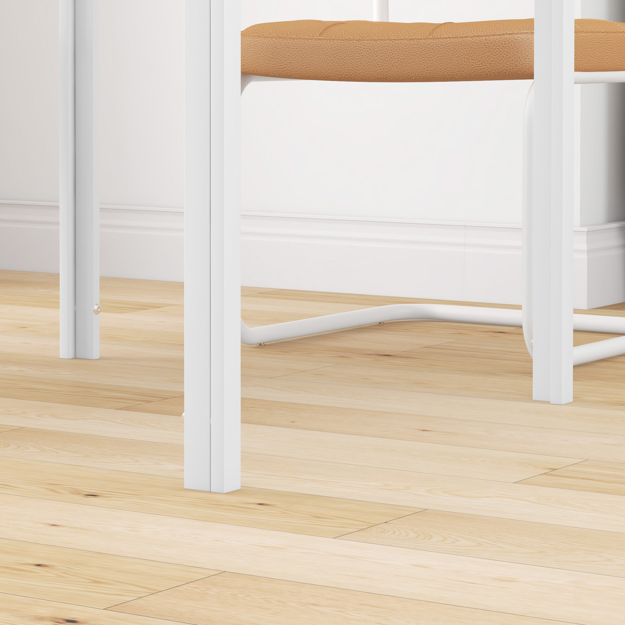 HOMCOM Mesa de Comedor de Cristal, Mesa Cuadrada para 4 Personas con Patas de Metal, para Cocina, Salón, 75x75x75 cm, Blanco