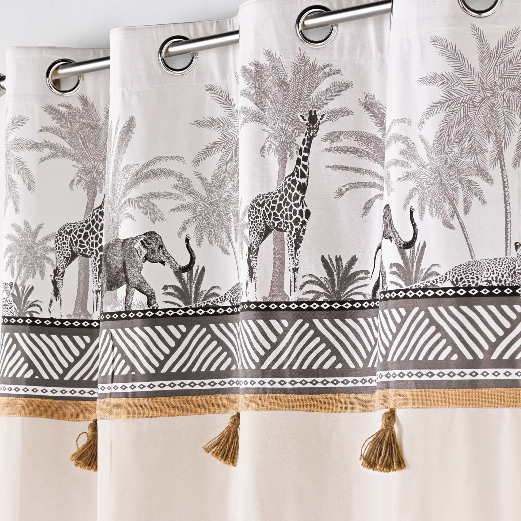 Rideau avec top esprit safari - Naturel