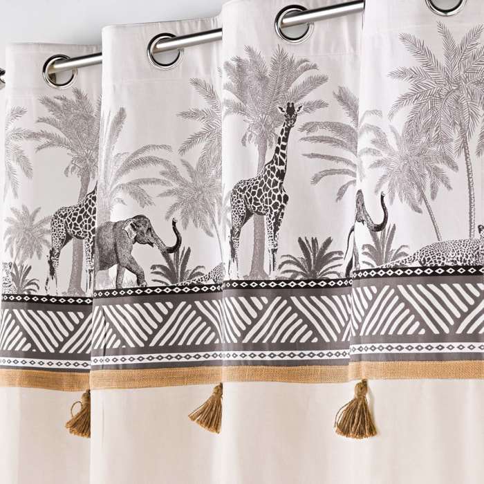 Rideau avec top esprit safari - Naturel