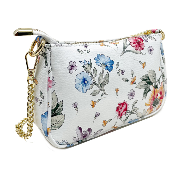 Chicca Borse - Tracollina Clutch Donna in Vera Pelle - Colore Fiori