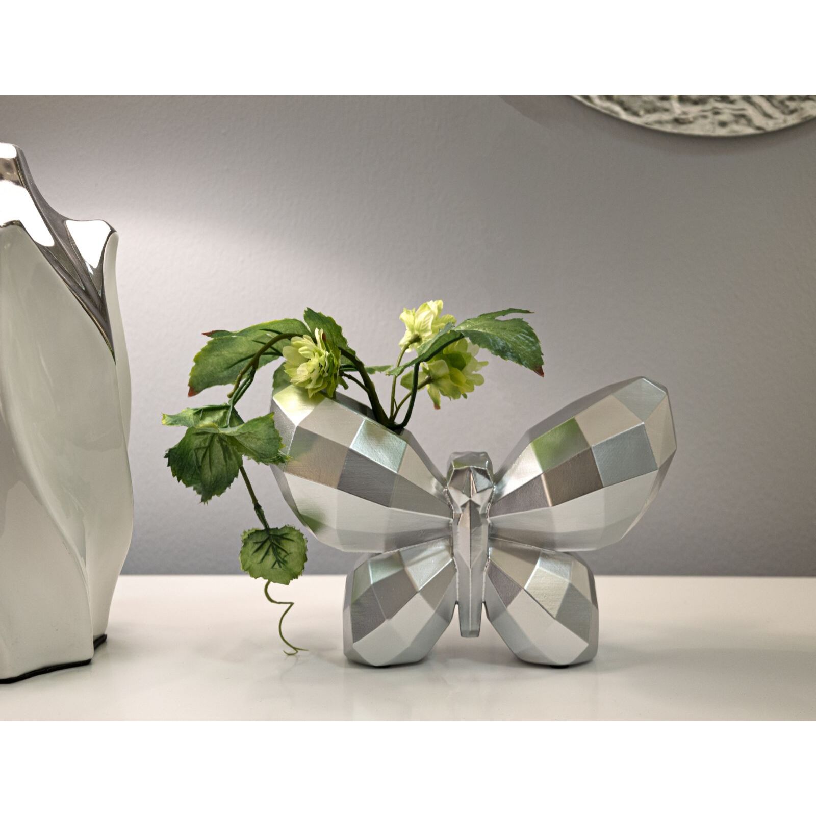 VASO BUTTERFLY SILVER CM 22,5X8X15