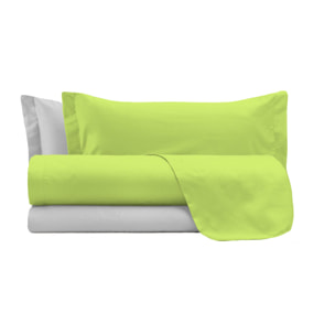 COMPLETO LETTO NATURAL COLOUR MADE IN ITALY COTONE-VERDE ACIDO/GRIGIO CHIARO SINGOLO